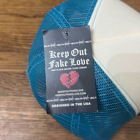 NWT Keep Out Fake Love Mens Blue White By Any Means Mesh Snapback Trucker‎ Cap - Picture 5 of 8